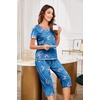 image:imageEkouaer Womens Pajama Set 2 Piece Short Sleeve Capri Pj Sets V Neck Loungewear Sleepwear with Pockets S3XLWhite Alpaca