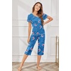 image:imageEkouaer Womens Pajama Set 2 Piece Short Sleeve Capri Pj Sets V Neck Loungewear Sleepwear with Pockets S3XLWhite Alpaca