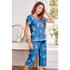 image:imageEkouaer Womens Pajama Set 2 Piece Short Sleeve Capri Pj Sets V Neck Loungewear Sleepwear with Pockets S3XLWhite Alpaca