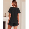image:imageEkouaer Womens Pajama Set Ruffle Sleeves Top and Short Soft 2 Piece Loungewear SetBlack