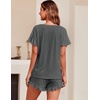 image:imageEkouaer Womens Pajama Set Ruffle Sleeves Top and Short Soft 2 Piece Loungewear SetDark Gray