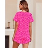 image:imageEkouaer Womens Pajama Set Ruffle Sleeves Top and Short Soft 2 Piece Loungewear SetHot Pink Leopard