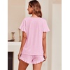 image:imageEkouaer Womens Pajama Set Ruffle Sleeves Top and Short Soft 2 Piece Loungewear SetIcy Pink