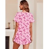 image:imageEkouaer Womens Pajama Set Ruffle Sleeves Top and Short Soft 2 Piece Loungewear SetPink Bow