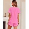 image:imageEkouaer Womens Pajama Set Ruffle Sleeves Top and Short Soft 2 Piece Loungewear SetPink Cosmos