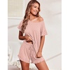 image:imageEkouaer Womens Pajama Set Ruffle Sleeves Top and Short Soft 2 Piece Loungewear SetPink Polka Dots
