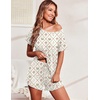 image:imageEkouaer Womens Pajama Set Ruffle Sleeves Top and Short Soft 2 Piece Loungewear SetRabbits and Flowers