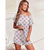 image:imageEkouaer Womens Pajama Set Ruffle Sleeves Top and Short Soft 2 Piece Loungewear SetSilhouette Flower Leaves