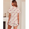 image:imageEkouaer Womens Pajama Set Ruffle Sleeves Top and Short Soft 2 Piece Loungewear SetTeddy Bearcherry