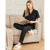 image:imageEkouaer Womens Pajama Sets 2 Piece Button Down Short Sleeve Pjs Set Soft Lounge Set with Long Pants SXXLBlack