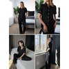 image:imageEkouaer Womens Pajama Sets 2 Piece Button Down Short Sleeve Pjs Set Soft Lounge Set with Long Pants SXXLBlack