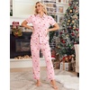 image:imageEkouaer Womens Pajama Sets 2 Piece Button Down Short Sleeve Pjs Set Soft Lounge Set with Long Pants SXXLChristmas Cane