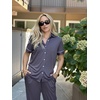 image:imageEkouaer Womens Pajama Sets 2 Piece Button Down Short Sleeve Pjs Set Soft Lounge Set with Long Pants SXXLDark Grey
