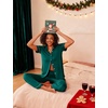 image:imageEkouaer Womens Pajama Sets 2 Piece Button Down Short Sleeve Pjs Set Soft Lounge Set with Long Pants SXXLGreen