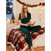 image:imageEkouaer Womens Pajama Sets 2 Piece Button Down Short Sleeve Pjs Set Soft Lounge Set with Long Pants SXXLGreen