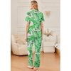 image:imageEkouaer Womens Pajama Sets 2 Piece Button Down Short Sleeve Pjs Set Soft Lounge Set with Long Pants SXXLGreen Leaf