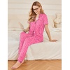 image:imageEkouaer Womens Pajama Sets 2 Piece Button Down Short Sleeve Pjs Set Soft Lounge Set with Long Pants SXXLHot Pink Leopard Print
