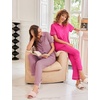 image:imageEkouaer Womens Pajama Sets 2 Piece Button Down Short Sleeve Pjs Set Soft Lounge Set with Long Pants SXXLMauvepink