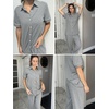 image:imageEkouaer Womens Pajama Sets 2 Piece Button Down Short Sleeve Pjs Set Soft Lounge Set with Long Pants SXXLMid Grey