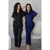 image:imageEkouaer Womens Pajama Sets 2 Piece Button Down Short Sleeve Pjs Set Soft Lounge Set with Long Pants SXXLNavy Blue