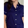 image:imageEkouaer Womens Pajama Sets 2 Piece Button Down Short Sleeve Pjs Set Soft Lounge Set with Long Pants SXXLNavy Blue