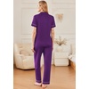 image:imageEkouaer Womens Pajama Sets 2 Piece Button Down Short Sleeve Pjs Set Soft Lounge Set with Long Pants SXXLPurple