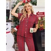 image:imageEkouaer Womens Pajama Sets 2 Piece Button Down Short Sleeve Pjs Set Soft Lounge Set with Long Pants SXXLRed Green Plaid