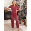 image:imageEkouaer Womens Pajama Sets 2 Piece Button Down Short Sleeve Pjs Set Soft Lounge Set with Long Pants SXXLRed Green Plaid