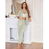 image:imageEkouaer Womens Pajama Sets 2 Piece Button Down Short Sleeve Pjs Set Soft Lounge Set with Long Pants SXXLSage Green
