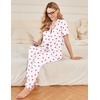 image:imageEkouaer Womens Pajama Sets 2 Piece Button Down Short Sleeve Pjs Set Soft Lounge Set with Long Pants SXXLWhitered Heart