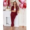 image:imageEkouaer Womens Pajama Sets 2 Piece Button Down Short Sleeve Pjs Set Soft Lounge Set with Long Pants SXXLWine Red
