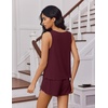 image:imageEkouaer Womens Pajama Sets Cami Shorts Set Viscose from Bamboo Tank Top and Shorts 2 Piece Soft Sleeveless Lounge SetDark Red