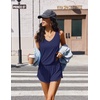 image:imageEkouaer Womens Pajama Sets Cami Shorts Set Viscose from Bamboo Tank Top and Shorts 2 Piece Soft Sleeveless Lounge SetNavy Blue