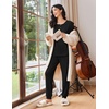 image:imageEkouaer Womens Pajama Sets Long Sleeve Lounge Set 2 Piece Pj Sets for Women Henley Neck Casual Sleepwear Loungewear SXXLBlack