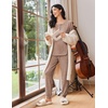 image:imageEkouaer Womens Pajama Sets Long Sleeve Lounge Set 2 Piece Pj Sets for Women Henley Neck Casual Sleepwear Loungewear SXXLBrown