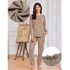 image:imageEkouaer Womens Pajama Sets Long Sleeve Lounge Set 2 Piece Pj Sets for Women Henley Neck Casual Sleepwear Loungewear SXXLBrown