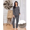 image:imageEkouaer Womens Pajama Sets Long Sleeve Lounge Set 2 Piece Pj Sets for Women Henley Neck Casual Sleepwear Loungewear SXXLGrey