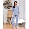 image:imageEkouaer Womens Pajama Sets Long Sleeve Lounge Set 2 Piece Pj Sets for Women Henley Neck Casual Sleepwear Loungewear SXXLLight Blue