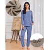 image:imageEkouaer Womens Pajama Sets Long Sleeve Lounge Set 2 Piece Pj Sets for Women Henley Neck Casual Sleepwear Loungewear SXXLNavy Blue