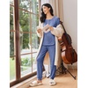 image:imageEkouaer Womens Pajama Sets Long Sleeve Lounge Set 2 Piece Pj Sets for Women Henley Neck Casual Sleepwear Loungewear SXXLNavy Blue