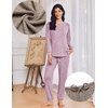 image:imageEkouaer Womens Pajama Sets Long Sleeve Lounge Set 2 Piece Pj Sets for Women Henley Neck Casual Sleepwear Loungewear SXXLPurple