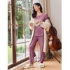 image:imageEkouaer Womens Pajama Sets Long Sleeve Lounge Set 2 Piece Pj Sets for Women Henley Neck Casual Sleepwear Loungewear SXXLPurple