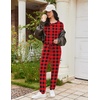 image:imageEkouaer Womens Pajama Sets Long Sleeve Lounge Set 2 Piece Pj Sets for Women Henley Neck Casual Sleepwear Loungewear SXXLRed and Black Plaid