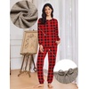 image:imageEkouaer Womens Pajama Sets Long Sleeve Lounge Set 2 Piece Pj Sets for Women Henley Neck Casual Sleepwear Loungewear SXXLRed and Black Plaid