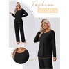 image:imageEkouaer Womens Pajama Sets Pleated Tops with Long Pants Lounge Set Long Sleeve Fall Sleepwear Ladies Pjs SXXLBlack
