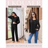 image:imageEkouaer Womens Pajama Sets Pleated Tops with Long Pants Lounge Set Long Sleeve Fall Sleepwear Ladies Pjs SXXLBlack