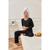 image:imageEkouaer Womens Pajama Sets Pleated Tops with Long Pants Lounge Set Long Sleeve Fall Sleepwear Ladies Pjs SXXLBlack
