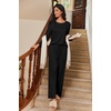 image:imageEkouaer Womens Pajama Sets Pleated Tops with Long Pants Lounge Set Long Sleeve Fall Sleepwear Ladies Pjs SXXLBlack