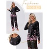 image:imageEkouaer Womens Pajama Sets Pleated Tops with Long Pants Lounge Set Long Sleeve Fall Sleepwear Ladies Pjs SXXLBlack Floral