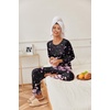image:imageEkouaer Womens Pajama Sets Pleated Tops with Long Pants Lounge Set Long Sleeve Fall Sleepwear Ladies Pjs SXXLBlack Floral